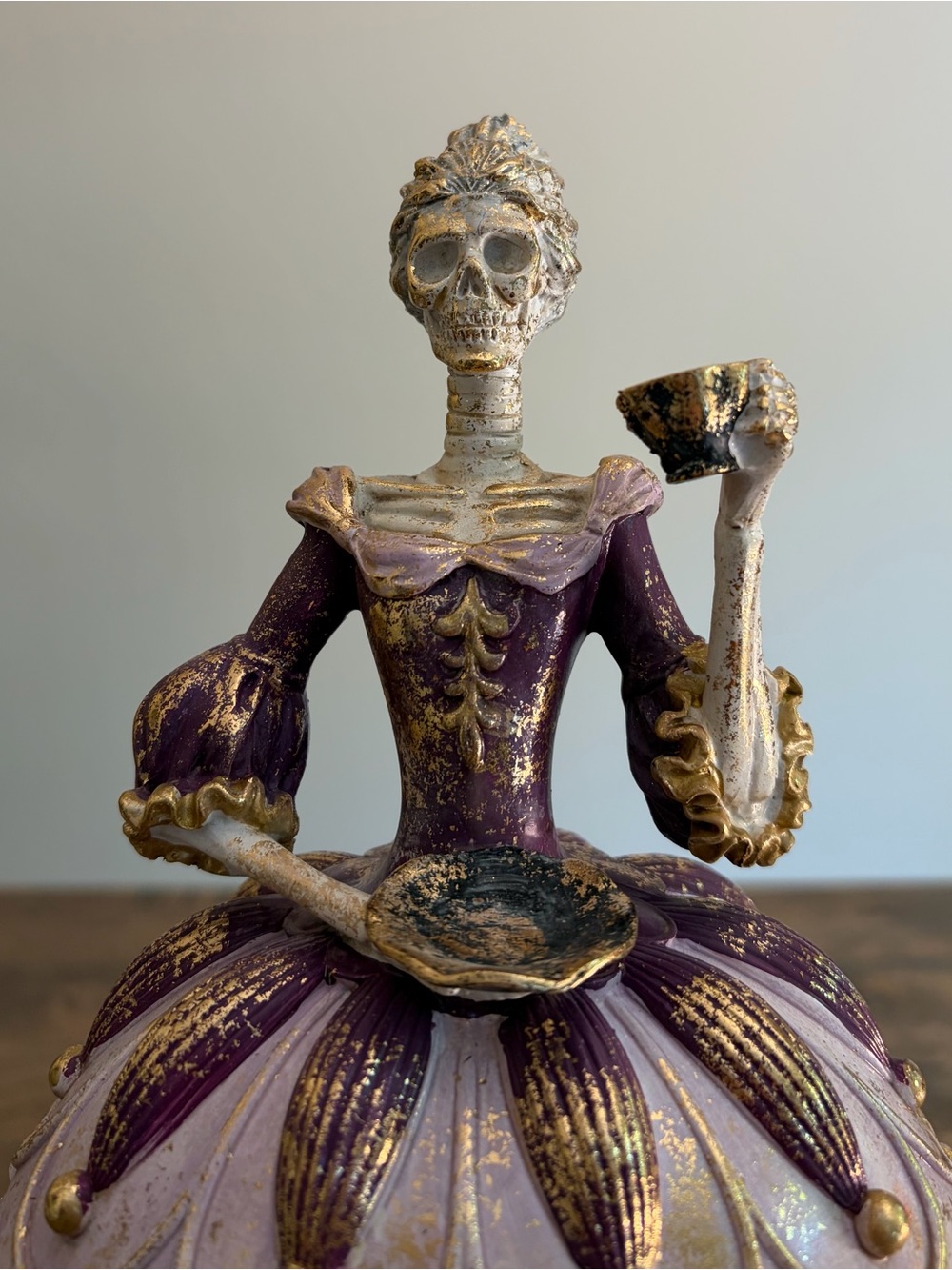 Victorian Skeleton Jolie Fleur style Lavender Elegant Dress Skeleton